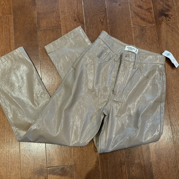 NWT Abercrombie 90s straight patent pants extra short 0 / 25 XS - Picture 4 of 4